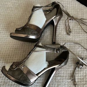 Paprika pewter platform  Strappy high heels. 8.5.